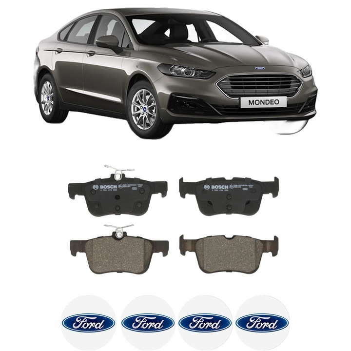 Set placute frana Spate FORD MONDEO V Saloon (CD) 1.5 TDCi din 2015, KW 88 CP 120 CMC 1499, Auto, Bosch, 4 Stickere auto cu FORD