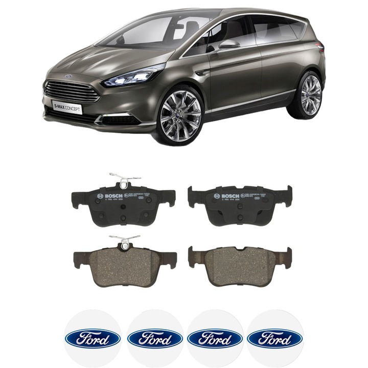 Set placute frana Spate FORD S-MAX (CJ, WA6) 2.0 TDCi din 2015-2018, KW 88 CP 120 CMC 1997, Auto, Bosch, 4 Stickere auto cu FORD
