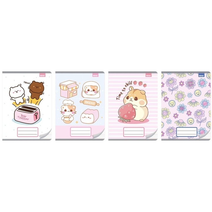 A5 füzet szett, 20 darabos, Beniamin, 16 oldal, 3 színes vonalas, puha borító, 70g