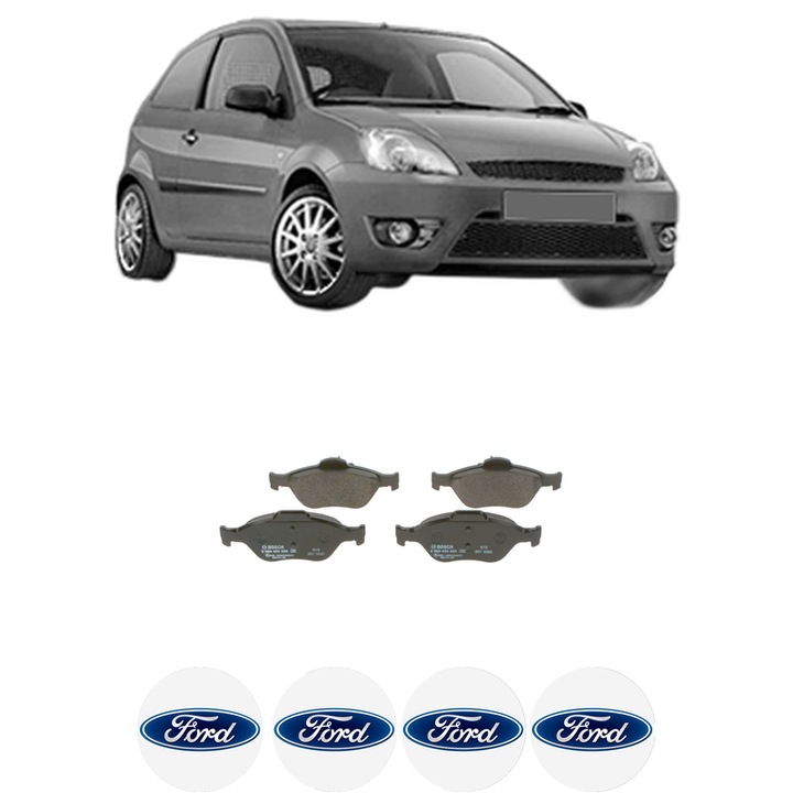 Set placute frana Fata FORD FIESTA V Van 1.4 TDCi din 2003-2010, KW 50 CP 68 CMC 1399, Auto, Bosch, 4 Stickere auto cu FORD