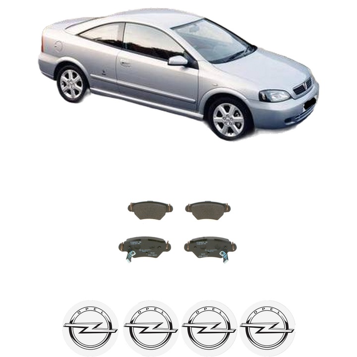Set placute frana Spate OPEL ASTRA G Coupe (T98) 2.0 16V Turbo (F07) din 2001-2005, KW 141 CP 192 CMC 1998, Auto, Bosch, 4 Stickere auto cu OPEL