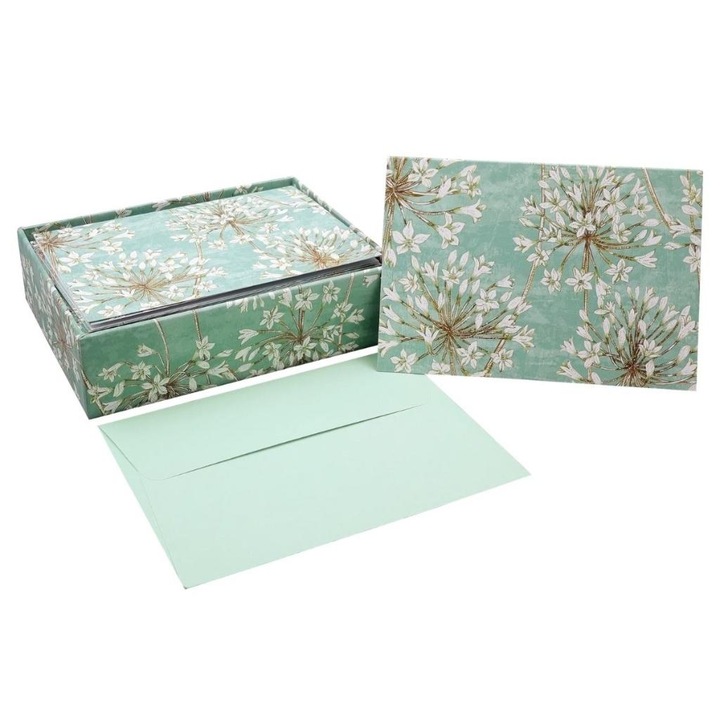 Set felicitari Kwiaty Allium, 14 karnete 8,9x12,7cm, 15 coperti 13x9,5cm, cutie decorativa