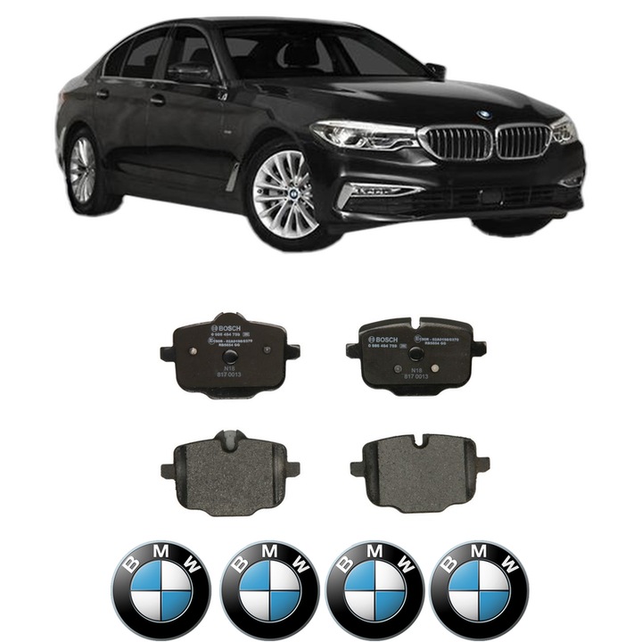 Set placute frana Spate BMW Seria 5 (G30, F90) 540 d xDrive din 2017-2020, KW 235 CP 320 CMC 2993, Auto, Bosch, 4 Stickere auto cu BMW