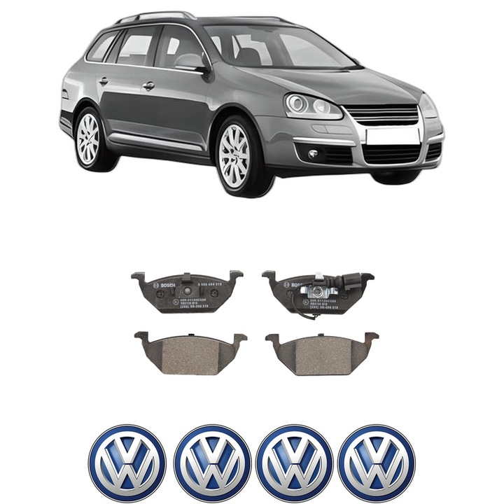 Set placute frana Fata Volkswagen GOLF V Variant (1K5) 1.6 din 2007-2009, KW 75 CP 102 CMC 1595, Auto, Bosch, 4 Stickere auto cu Volkswagen