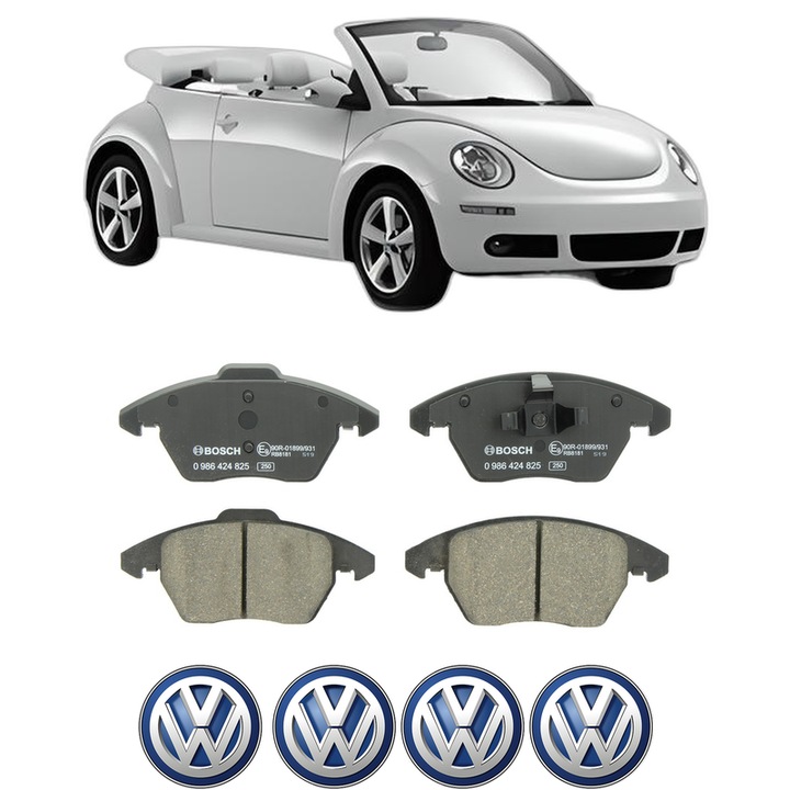 Set placute frana Fata Volkswagen BEETLE Convertible (5C7, 5C8) 1.2 TSI 16V din 2014-2019, KW 77 CP 105 CMC 1197, Auto, Bosch, 4 Stickere auto cu Volkswagen