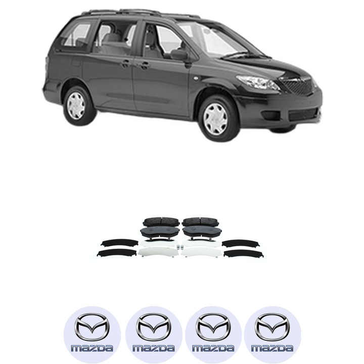 Set placute frana Fata MAZDA MPV II (LW) 2.0 (LWEW) din 2000-2002, KW 88 CP 120 CMC 1991, Auto, Bosch, 4 Stickere auto cu MAZDA