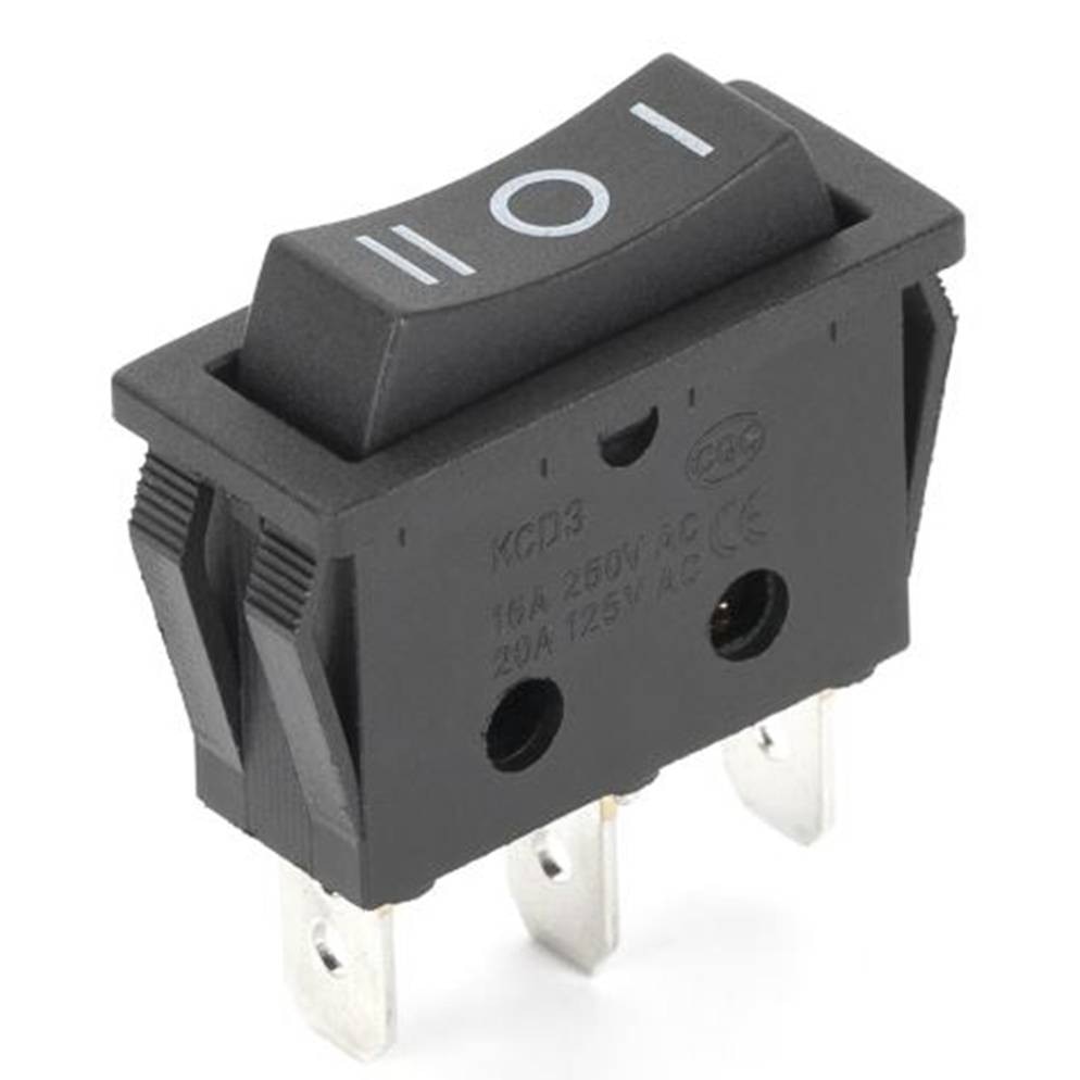 Comutator KCD3-103 3 pini, 3 poziții, Negru, 250VAC, 16A, 28x11mm