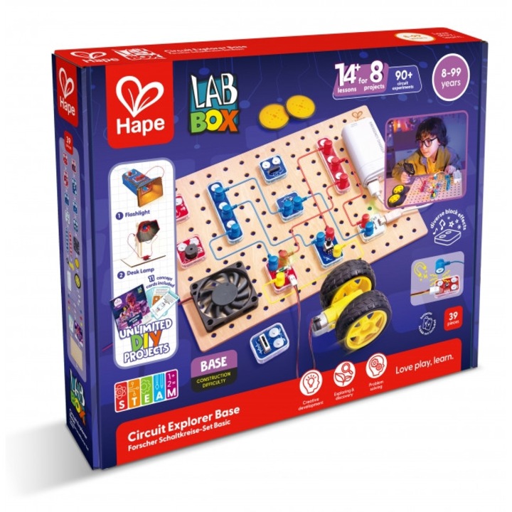 Set educational, Hape, LabBox, Explorarea circuitelor, nivel de baza, 30 de piese