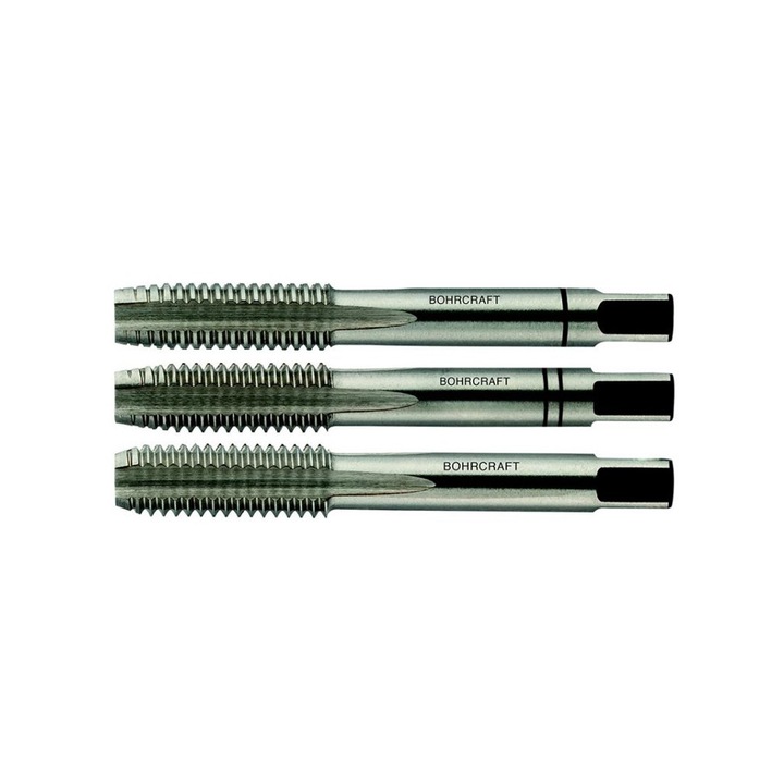 Tarod pentru filetare manuala pe stanga, DIN 352, HSS-G, 3 buc/set marca Bohrcraft METRIC 20 cu pas de 2,50 mm