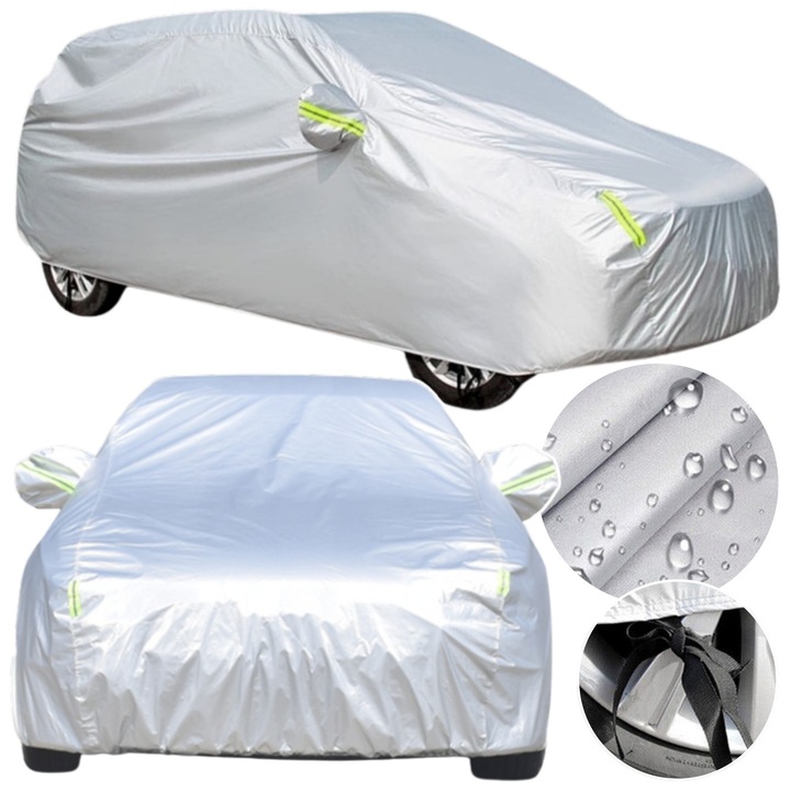 Husa auto doUp, universala, impermeabila, argintie, pentru sedan, protectie 360