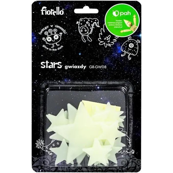 Stickere decorative fluorescente FIORELLO, mix 24 bucati, dimensiuni variate
