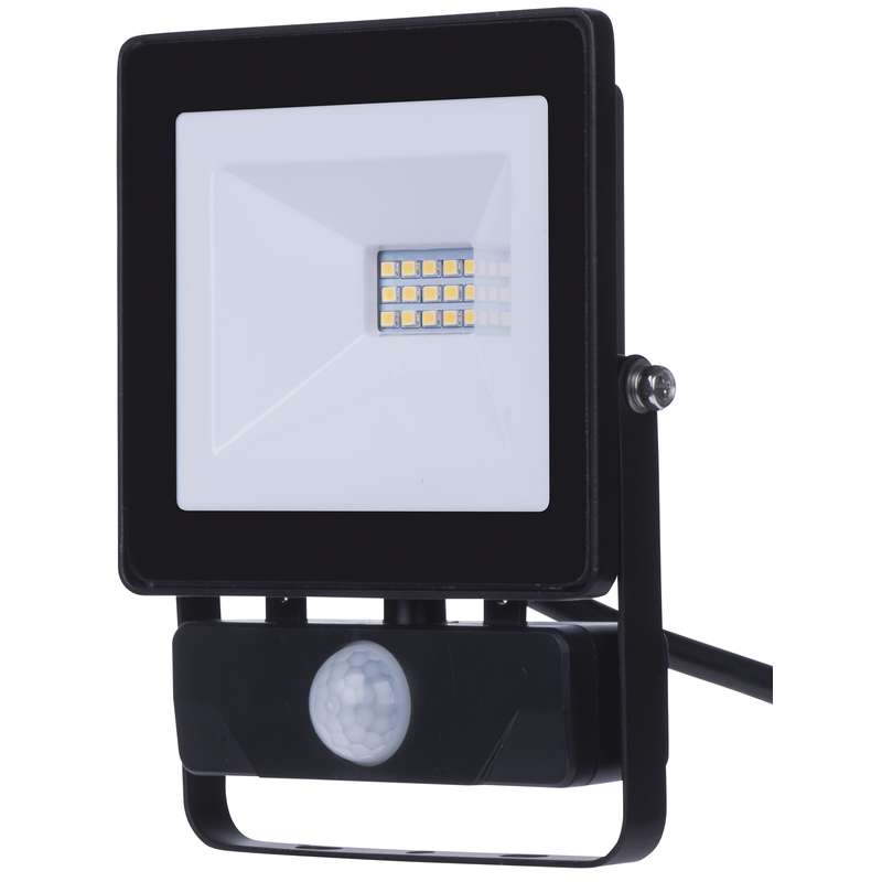 Proiector LED cu senzor de miscare Emos ZS2311 HOBBY SLIM, 25.000h, 4000K, 10W, 800 lm, IP44, A+, Negru