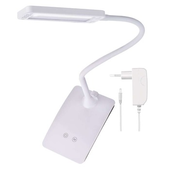 Lampa de birou alba Eddy, 6W LED alb cald/neutru/rece, dimmer si brat flexibil, alimentare USB, 30.000 h, Emos Z7599W Lampa de birou alba Eddy, 6W LED alb cald/neutru/rece, dimmer si brat flexibil, alimentare USB, 30.000 h, Emos Z7599W