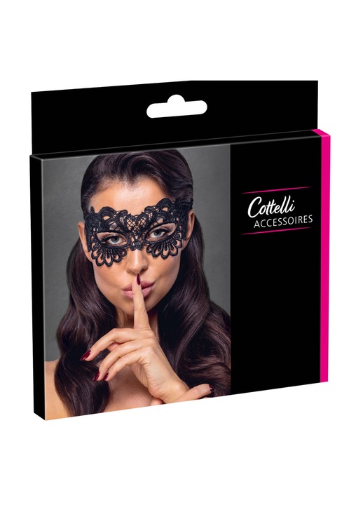Mască Cottelli - elegantă din dantelă brodată (neagră)