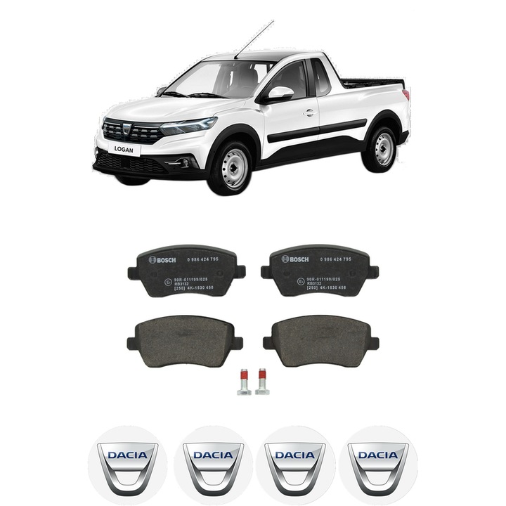 Set placute frana Fata DACIA DOKKER Pickup 1.5 dCi 90 din 2017-2021, KW 66 CP 90 CMC 1461, Auto, Bosch, 4 Stickere auto cu DACIA