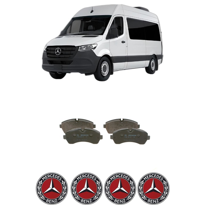 Set placute frana Fata MERCEDES-BENZ SPRINTER 3, 5-t Tourer Bus (B907) 311 CDI (907.731, 907.733, 907.735) din 2018-2021, KW 84 CP 114 CMC 2143, Auto, Bosch, 4 Stickere auto cu MERCEDES-BENZ