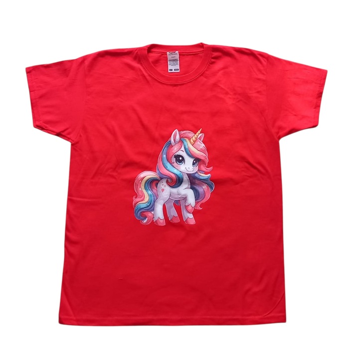 Gyermek póló Unikornis, Piros, 140 CM