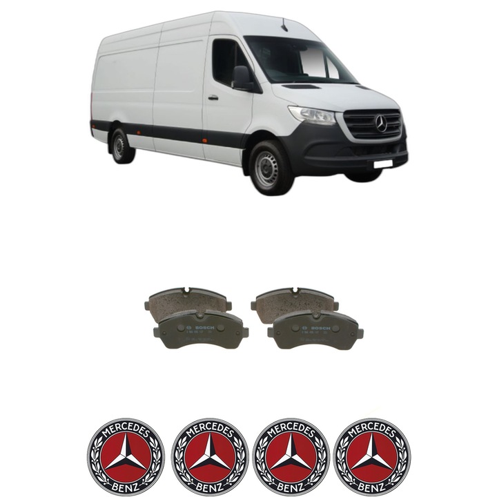 Set placute frana Fata MERCEDES-BENZ SPRINTER 4-t Van (B907, B910) 411 CDI RWD (907.643, 907.645) din 2018-2021, KW 84 CP 114 CMC 2143, Auto, Bosch, 4 Stickere auto cu MERCEDES-BENZ