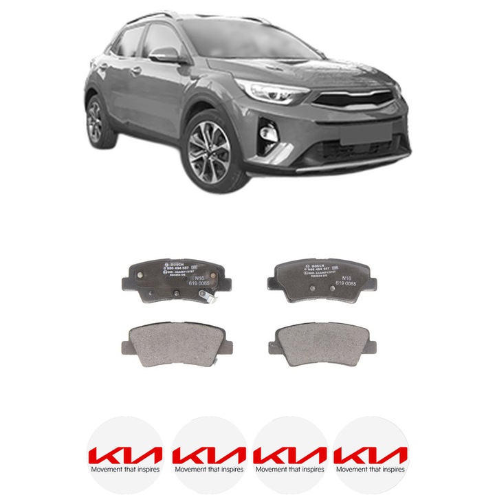 Set placute frana Spate KIA STONIC (YB) 1.0 T-GDi din 2017, KW 88 CP 120 CMC 998, Auto, Bosch, 4 Stickere auto cu KIA