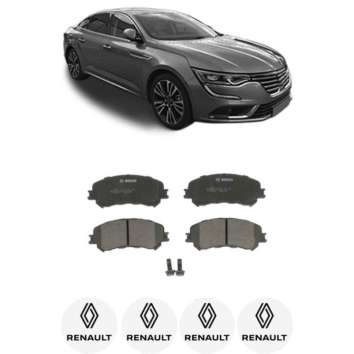 Set placute frana Fata RENAULT TALISMAN (LP_) 1.7 Blue dCi 150 (LPA8) din 2018-2022, KW 110 CP 150 CMC 1749, Auto, Bosch, 4 Stickere auto cu RENAULT