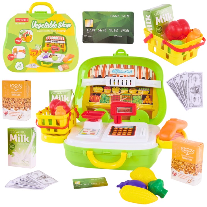 Set de joaca pentru copii, Ciuciubabka, magazin cu accesorii, 24 de elemente, colorat, 26x20x10cm