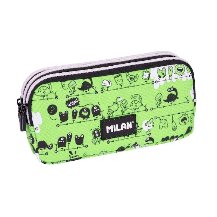 3 rekeszes tolltartó készlet MILAN Tandem 2, dinoszauruszok, 22x11x6,5cm