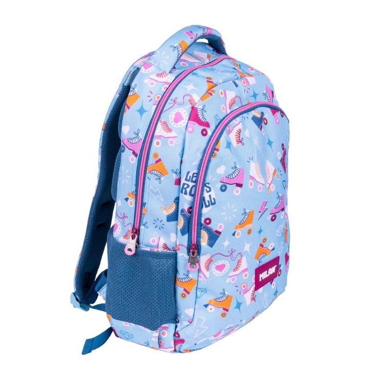 Ghiozdan scolar 21L Roller 2, 2 compartimente, albastru, 45x30x12cm