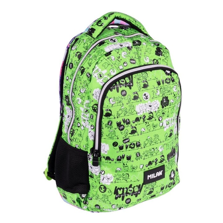 Ghiozdan scolar 21L MILAN Tandem 2, 2 compartimente, 45x30x12cm, multicolor