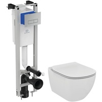set wc suspendat ideal standard tesi rimless fara rama - igiena totala - gata de montaj - cadru fixare  rezervor ingropat clapeta crom vas wc si capac wc imagen 20_0_
0