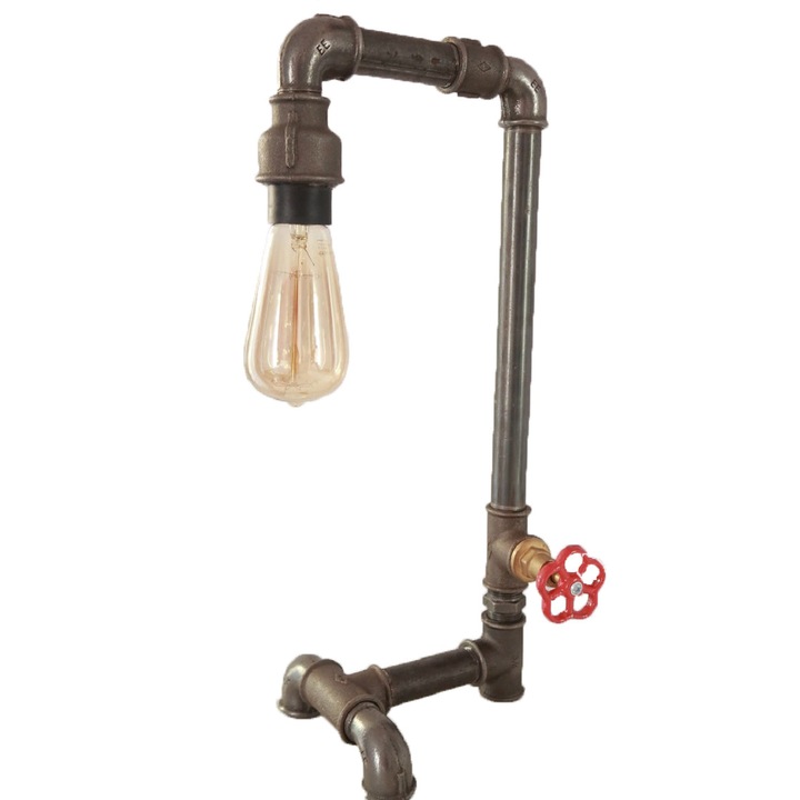 Veioza de birou din teava neagra Iron Lamp