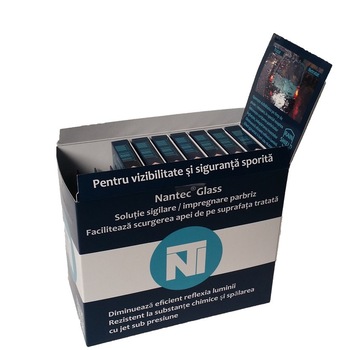 Solutie tratament hidrofob/ anti ploaie/inghet Nantec Glass 20 blistere - cutie colectiva de prezentare Solutie tratament hidrofob/ anti ploaie/inghet Nantec Glass 20 blistere - cutie colectiva de prezentare