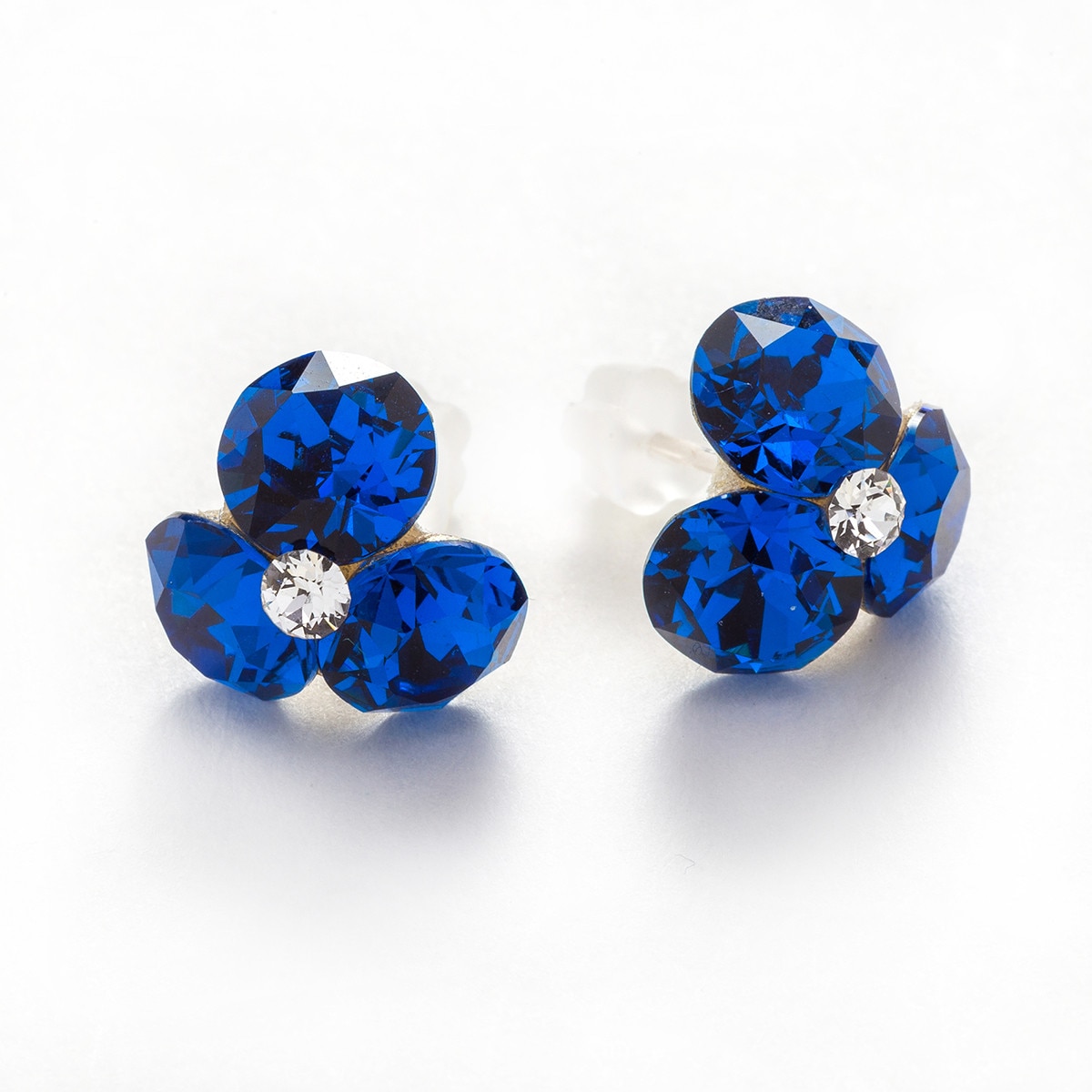 Cercei Argint DaviCrystals cu cristale trifoi Capri Blue