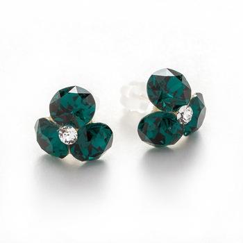 Cercei Argint DaviCrystals cu cristale trifoi Emerald Cercei Argint DaviCrystals cu cristale trifoi Emerald
