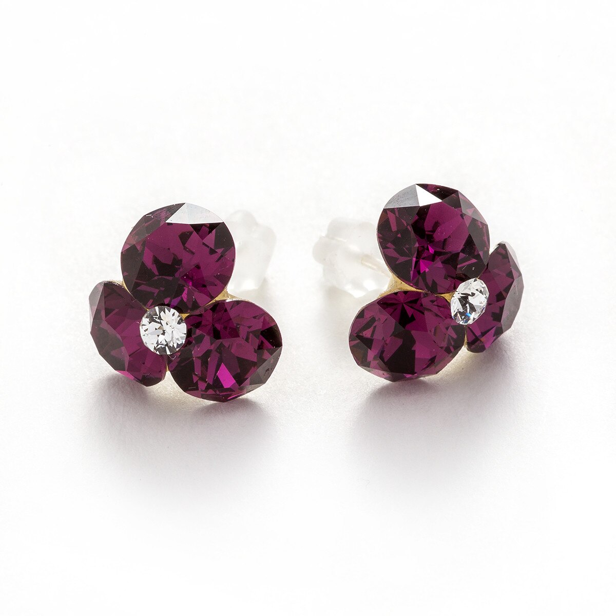 Cercei Argint DaviCrystals cu cristale trifoi Amethyst