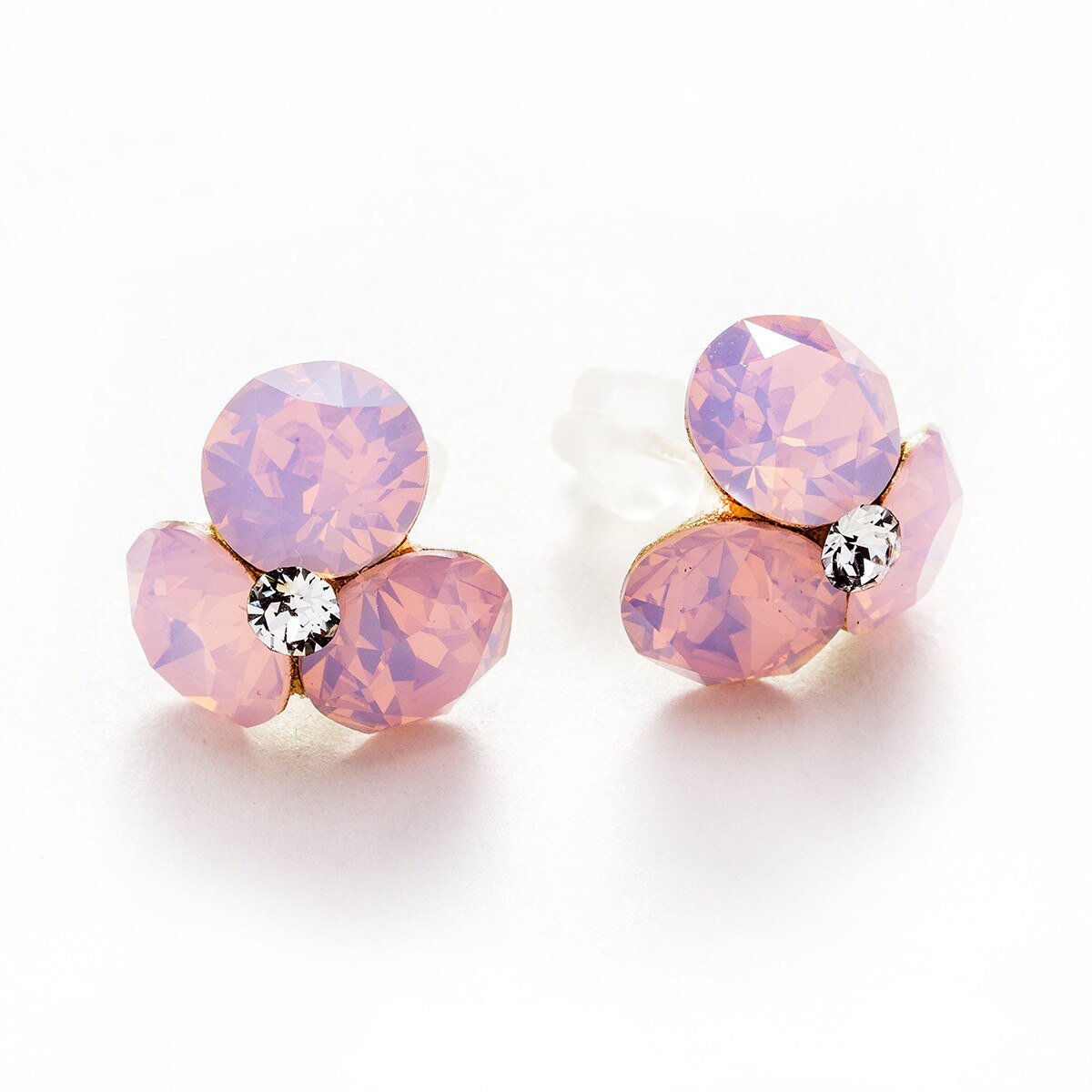 Cercei Argint cu DaviCrystals cristale trifoi Rose Water Opal