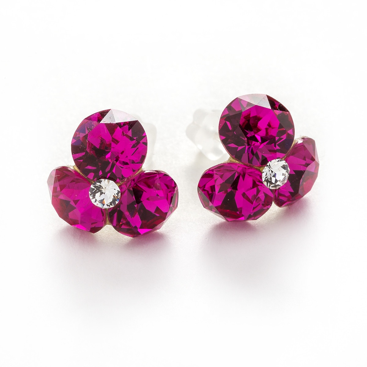 Cercei Argint DaviCrystals cu cristale trifoi Fuchsia