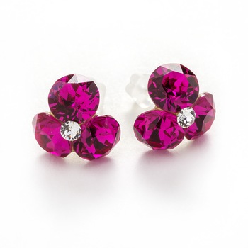 Cercei Argint DaviCrystals cu cristale trifoi Fuchsia Cercei Argint DaviCrystals cu cristale trifoi Fuchsia