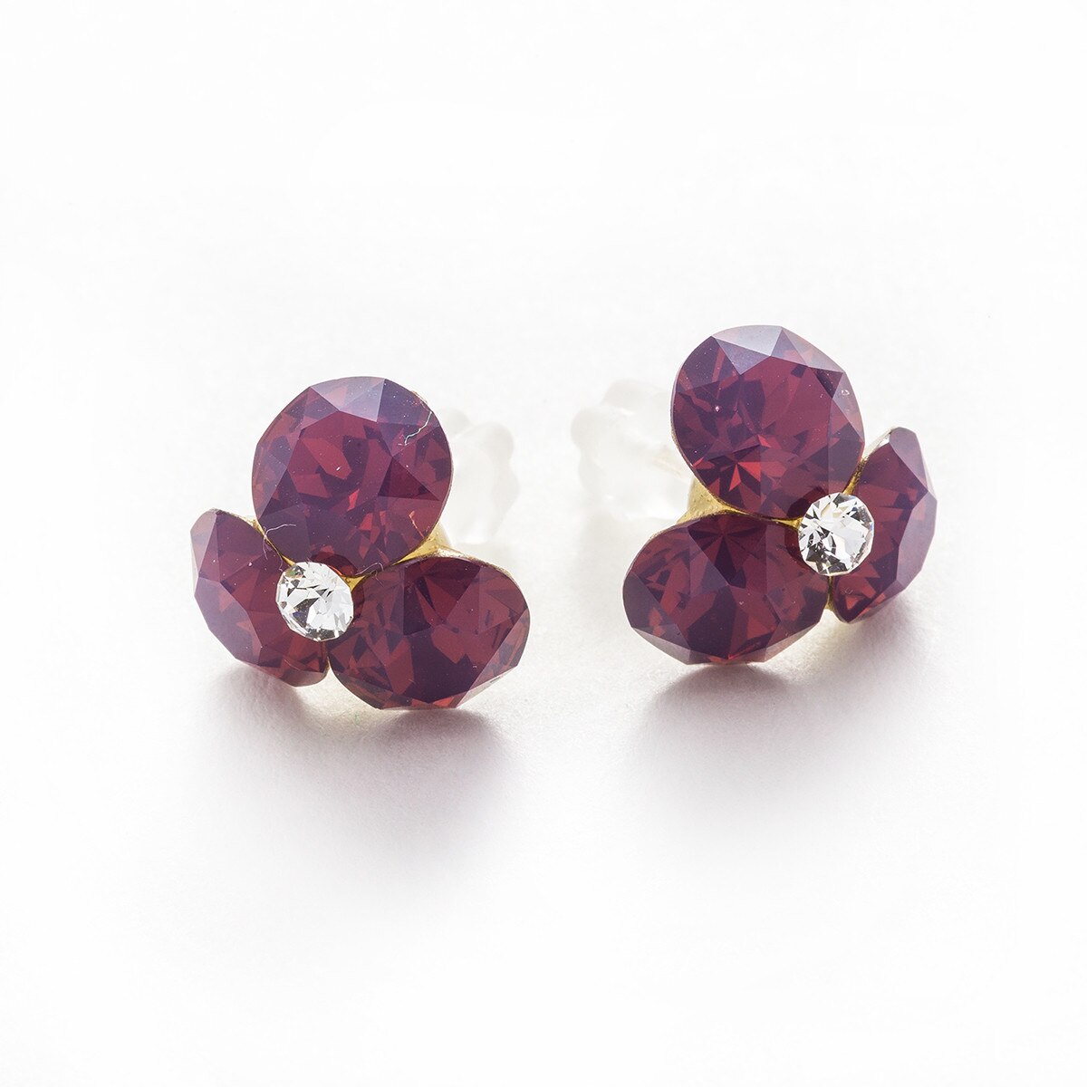 Cercei Argint DaviCrystals cu cristale trifoi Cyclamen Opal