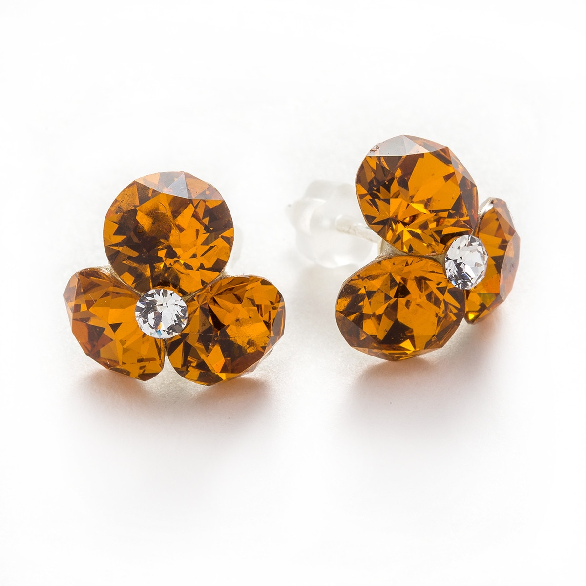 Cercei Argint DaviCrystals cu cristale trifoi topaz