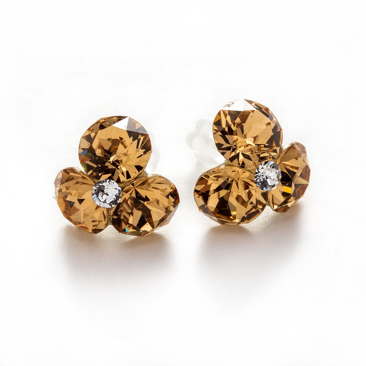 Cercei Argint DaviCrystals cu cristale trifoi Light Peach