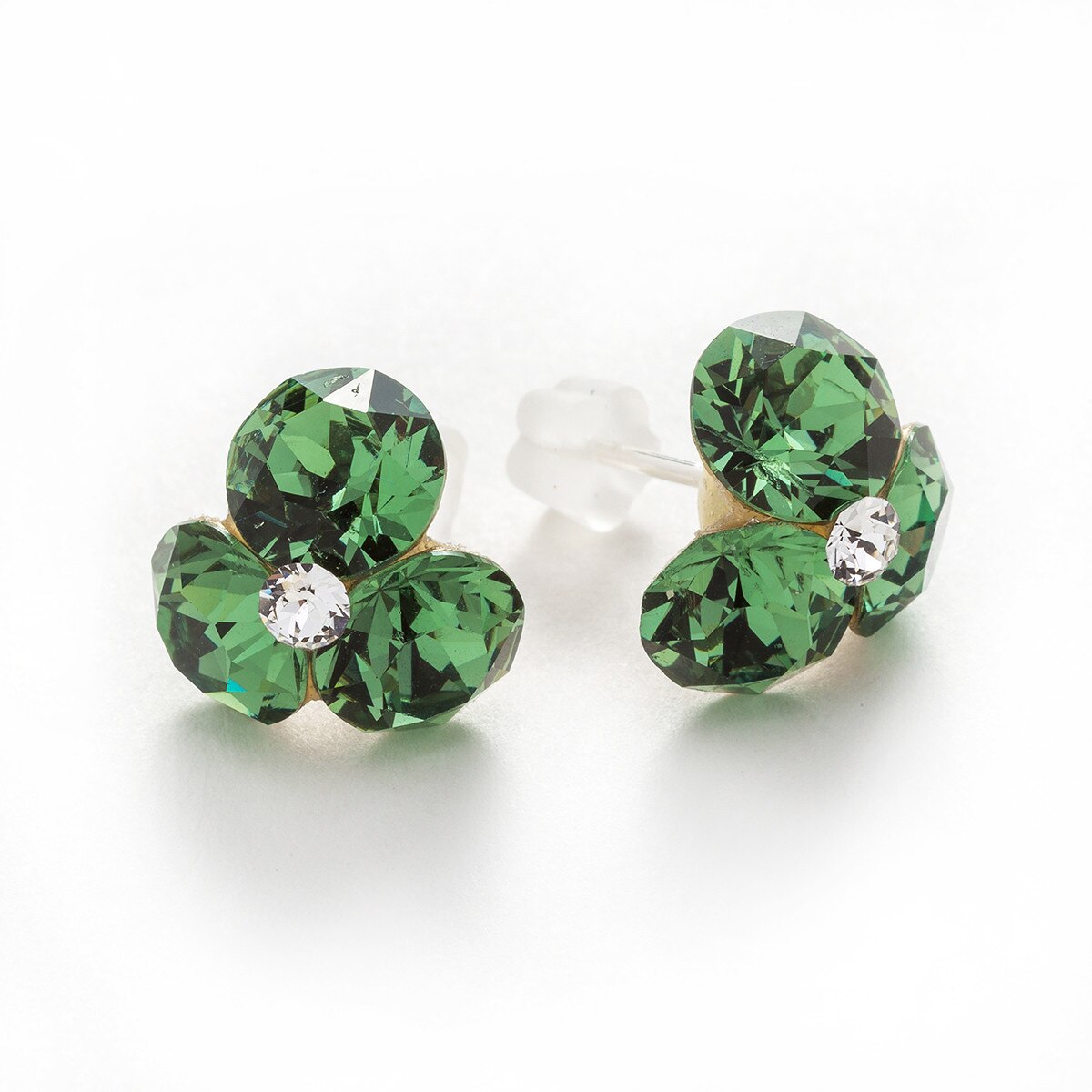 Cercei Argint DaviCrystals cu cristale trifoi ernite