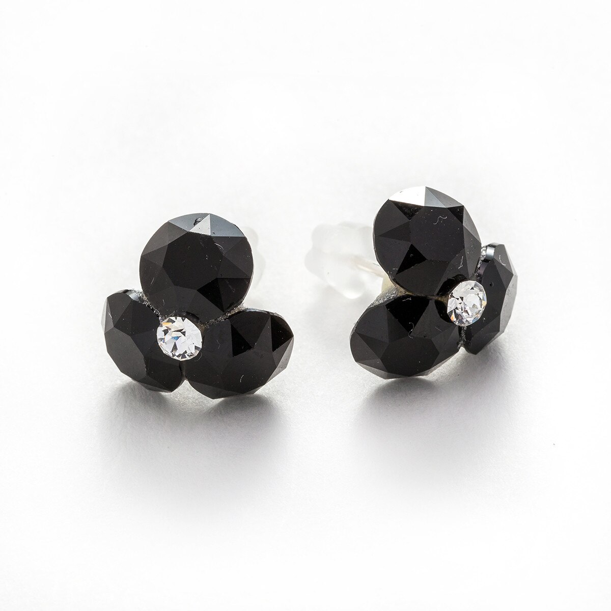 Cercei Argint DaviCrystals cu cristale trifoi jet