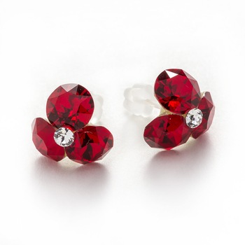 Cercei Argint DaviCrystals cu cristale trifoi Siam Cercei Argint DaviCrystals cu cristale trifoi Siam