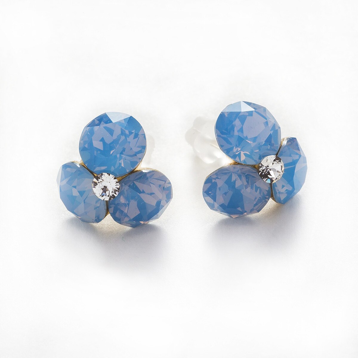 Cercei Argint DaviCrystals cu cristale trifoi Air Blue Opal