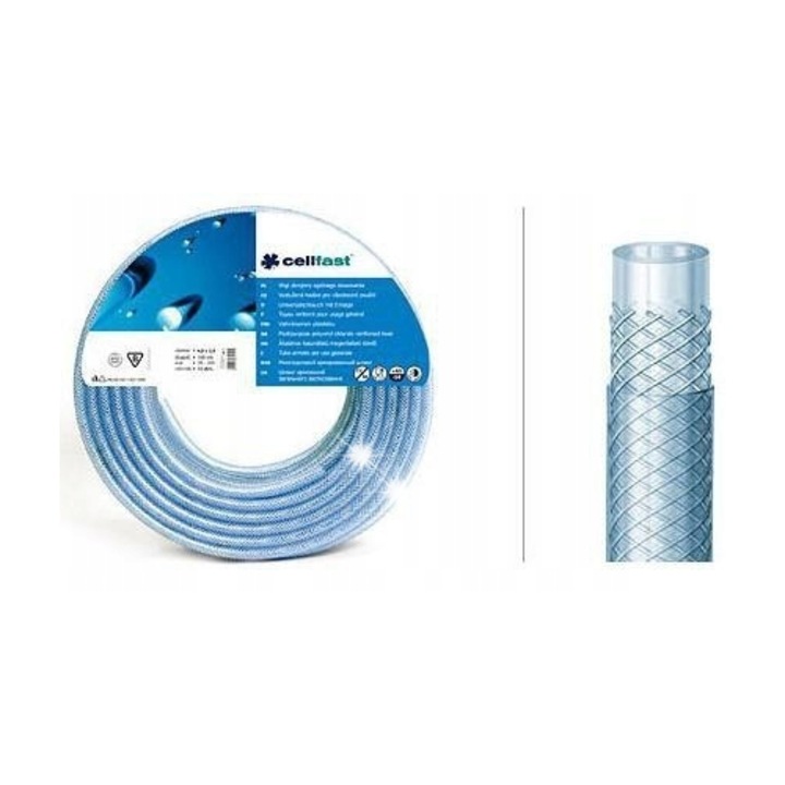 Технически маркуч Cellfast, 16x3.5 мм, 50 м, прозрачен, за питейна вода и хранителни вещества