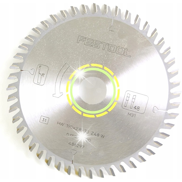 Циркулярен трион с фини зъби Festool 190x2,8x30 W48, за рязане на дърво, 1 брой
