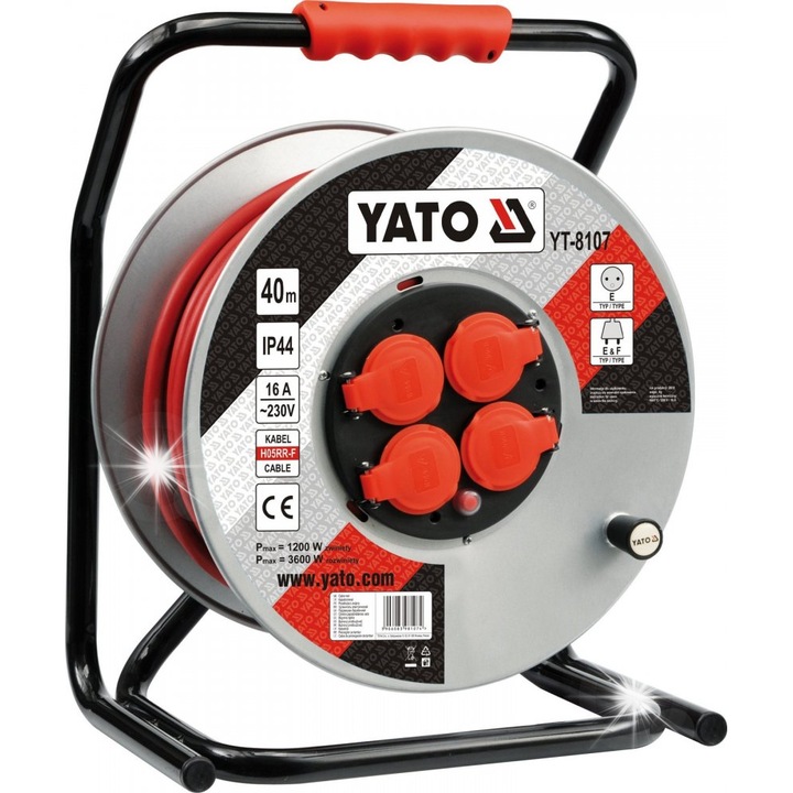Удължител YATO YT-8107 40м 4 гнезда 2,5мм2 червен