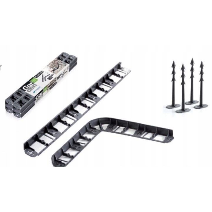 Градинска ограда 8м, 28 ъгъла, Prosperplast, Border 1045, 8,4см x 4,5см, черна