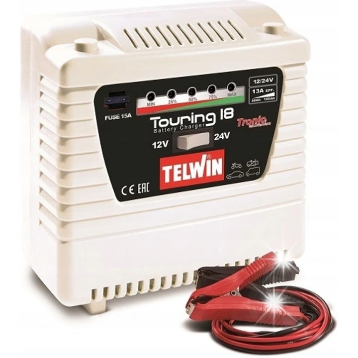 Зарядно устройство Telwin TOURING 18, 12V/24V, 13A, 230W, за акумулатори 60/180Ah, 50/115Ah