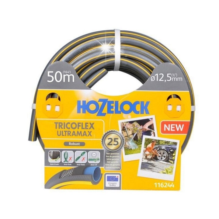 Градински маркуч Hozelock Ultramax 12,5 мм 50 м, 5-слоен, устойчив на екстремни температури